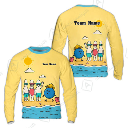 Custom Bowling Jersey Polo Shirt, Funny Summer Beach Holiday Pins, Custom Bowling Jersey Team Shirt For Players With Name and Team Name