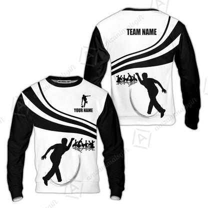 Bowling Custom Name Sweatshirt - Black and Gold Men Bowlers Personalized Sweatshirt