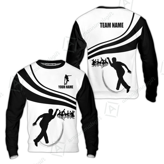 Bowling Custom Name Sweatshirt - Black and Gold Men Bowlers Personalized Sweatshirt