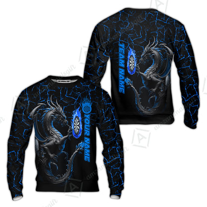Custom Blue Big Dragon Darts Unisex Polo Team Shirts, Custom Team League Darts Jersey Polo , Custom Darts Team Jerseys Uniform