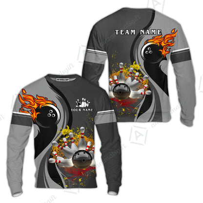 Customized Bowling Unisex Polo Shirt, Bowling And Pins Water Flow Multicolor Option Customized Name And Team Name For Bowling Team Polo Jerseys Shirts