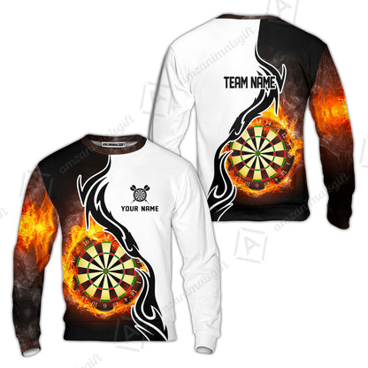 Custom  Fire Pattern Darts Team Jersey Unisex Polo Shirts, Custom flame Pattern Darts Team Jerseys Uniform