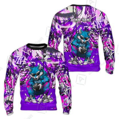 Custom Streetwear Wolf Bowling Jersey Polo Shirt, Custom Streetwear Wolf Bowling Jersey Team Shirt For Players With Name & Team Name