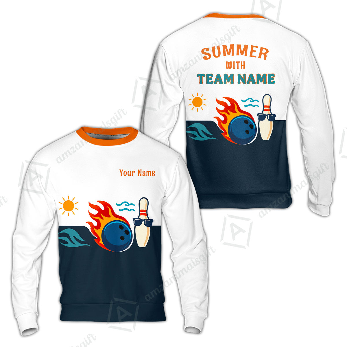 Custom Bowling Jersey Polo Shirt, Summer With The Fire, Custom Bowling Jersey Team Shirt For Players With Name and Team Name