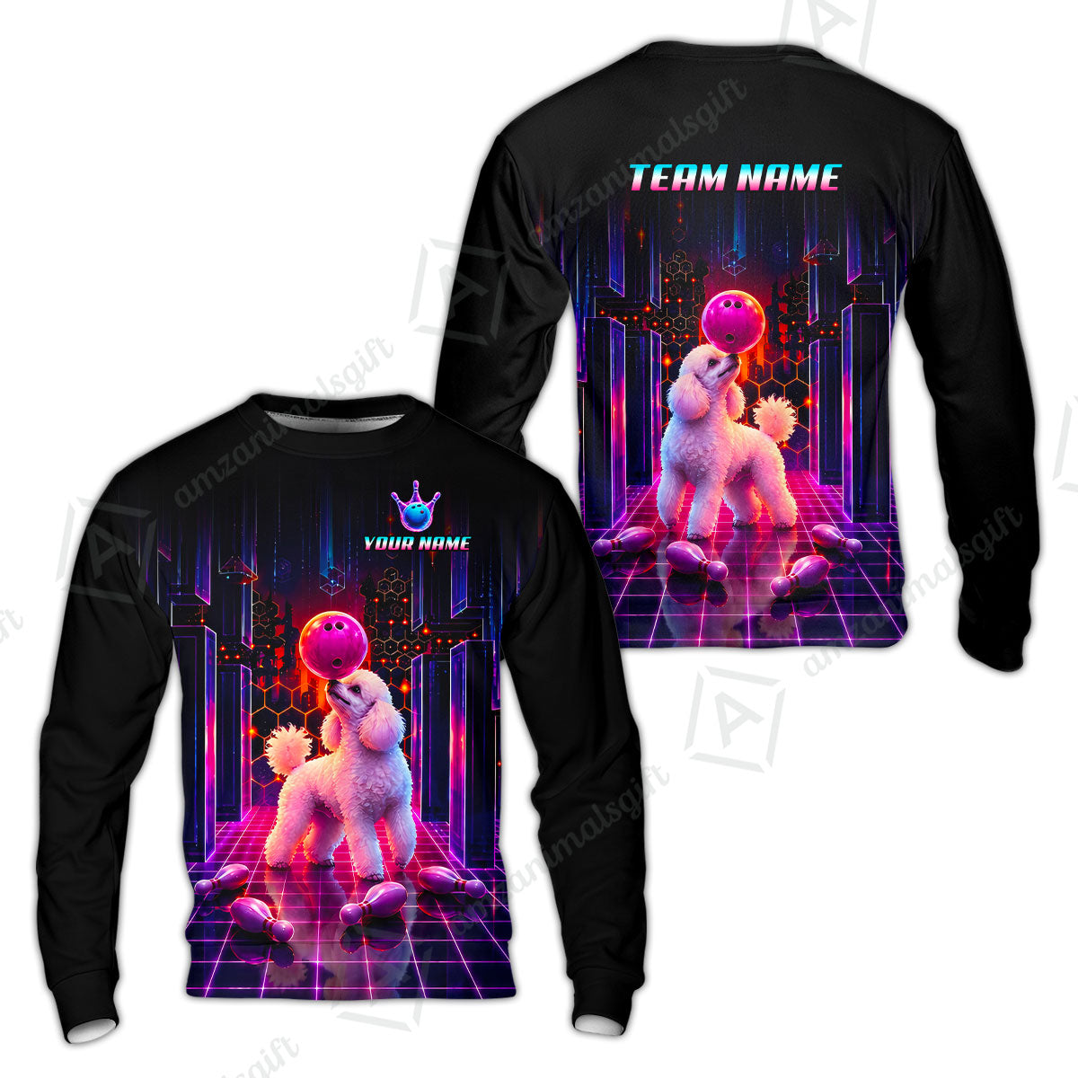 Custom Bowling Jersey Polo Shirt, Cyber Bowling Dog, Custom Bowling Jersey Team Shirt For Players With Name & Team Name