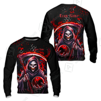 Custom Bowling Jersey Polo Shirt, Red Reaper, Personalized Name And Team Name