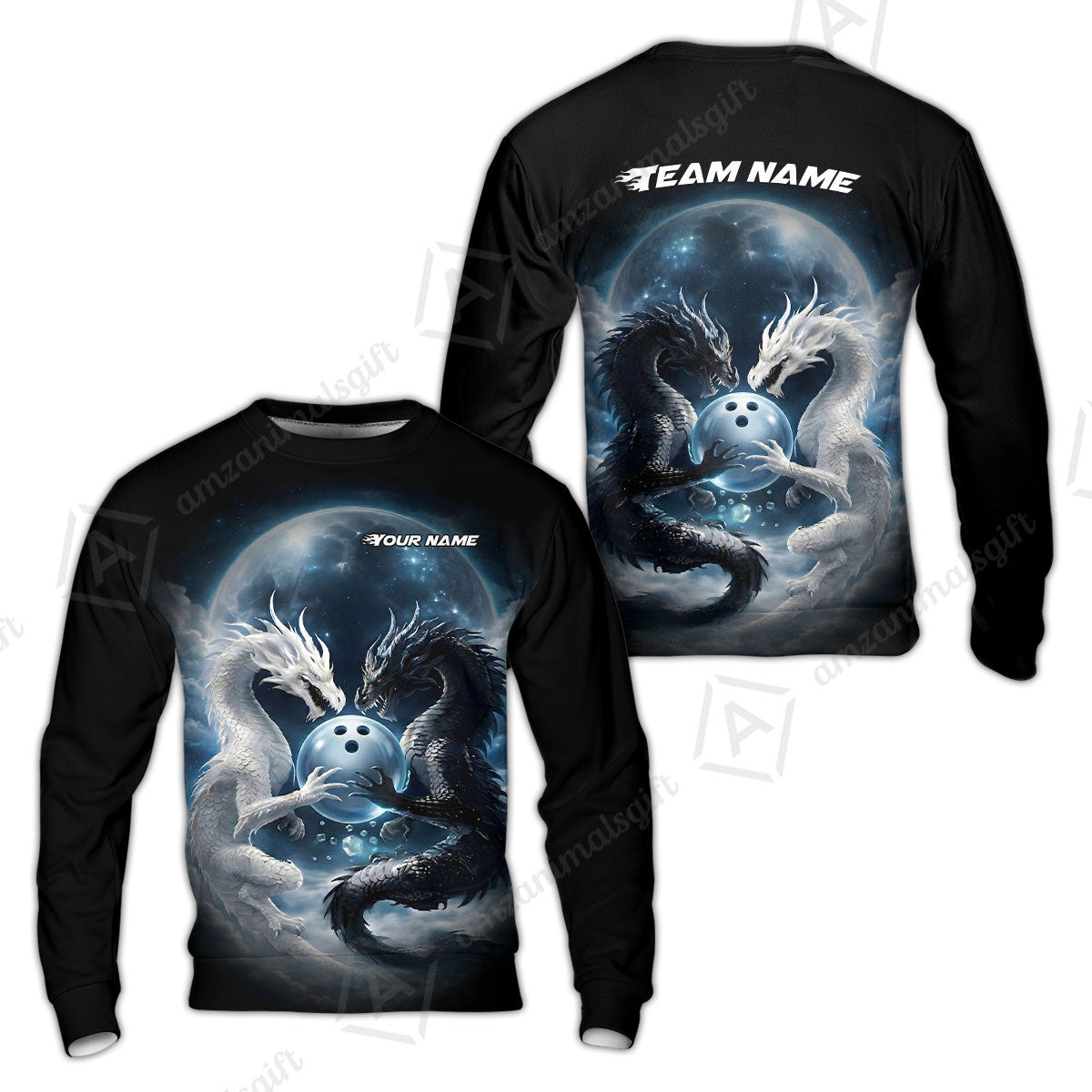 Custom Double Dragon Bowling Jersey Polo Shirt, Custom Double Dragon Bowling Jersey Team Shirt For Players With Name & Team Name