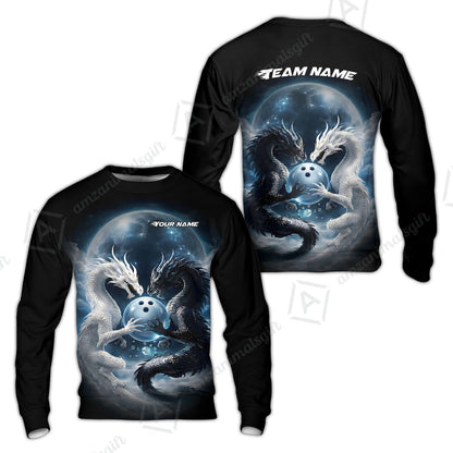 Custom Double Dragon Bowling Jersey Polo Shirt, Custom Double Dragon Bowling Jersey Team Shirt For Players With Name & Team Name