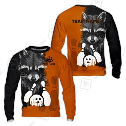 Custom Bowling Jersey Polo Shirt, Raccoon Bowling, Custom Bowling Jersey Team Shirt For Players With Name & Team Name