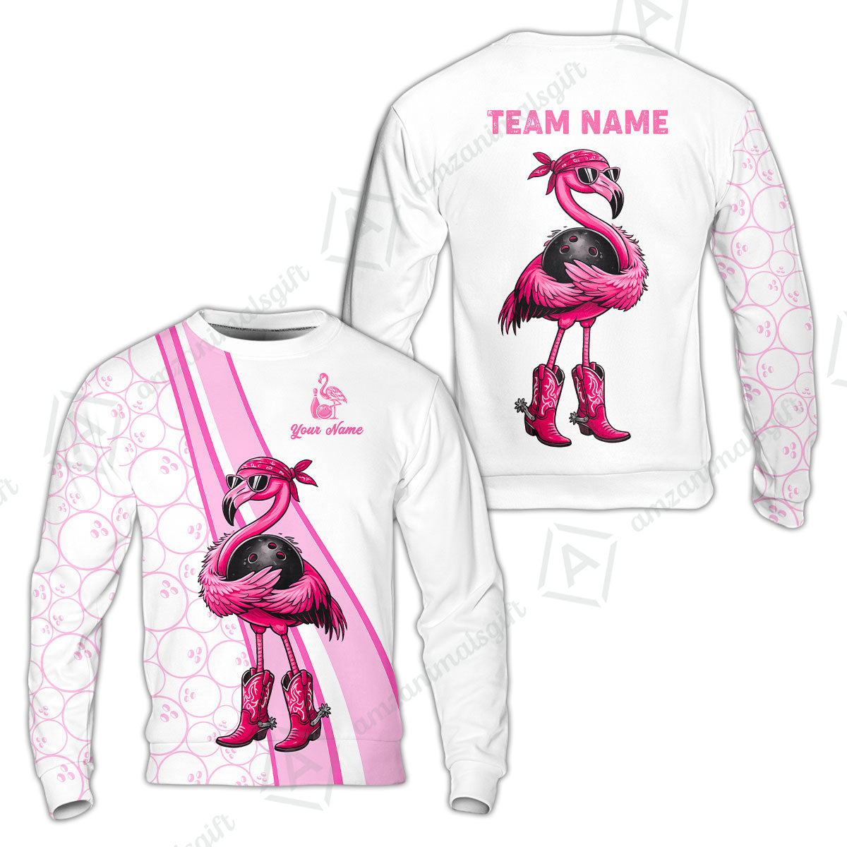Custom Bowling Jersey Polo Shirt, Cowgirl Flamingo Bowling Custom Bowling Jersey Team Shirt For Players With Name & Team Name