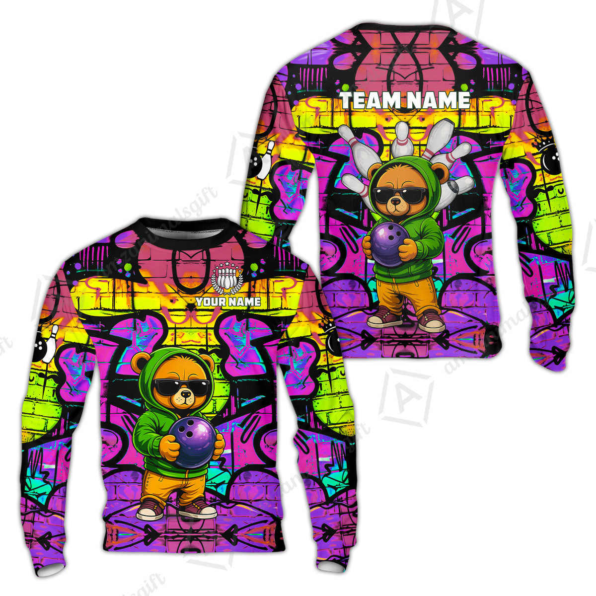 Custom Bowling Jersey Polo Shirt, Urban Street Art Bowling, Custom Bowling Jersey Team Shirt For Players With Name & Team Name