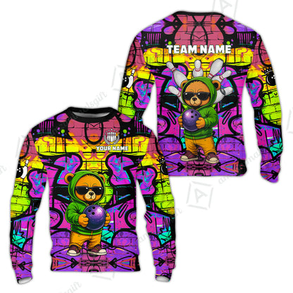 Custom Bowling Jersey Polo Shirt, Urban Street Art Bowling, Custom Bowling Jersey Team Shirt For Players With Name & Team Name