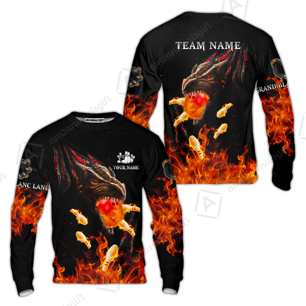 Customized Bowling Polo, Dragon Ball Fire Bowling Jersey Multicolor Option Customized Name, Team Name Polo Jerseys Shirt For Mike