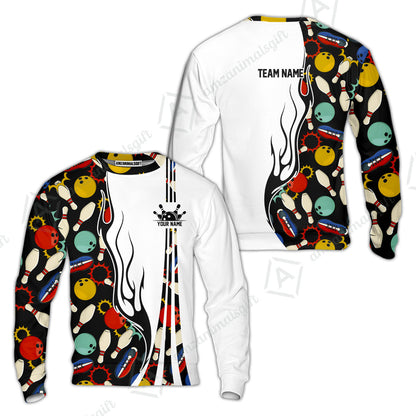 Custom Bowling Team Jerseys Polo Shirts, Custom Multi Color Icon Bowling Uniforms Jerseys, Personalized Name And Team Name