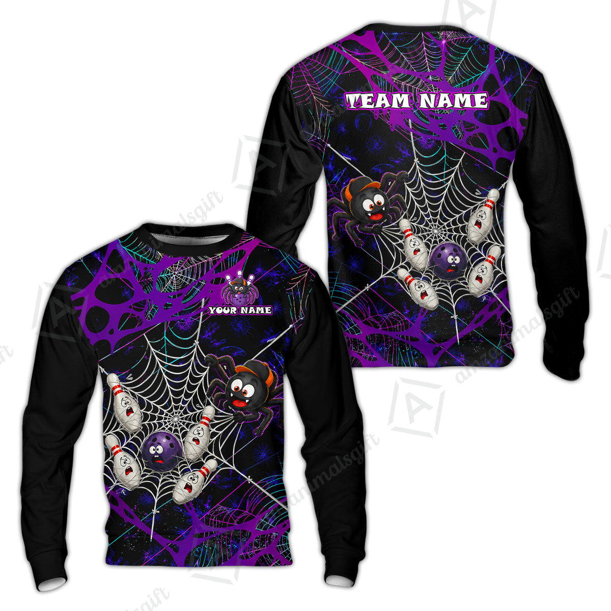 Custom Bowling Jersey Polo Shirt, Spider Bowling, Personalize Name and Team Name