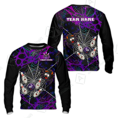 Custom Bowling Jersey Polo Shirt, Spider Bowling, Personalize Name and Team Name
