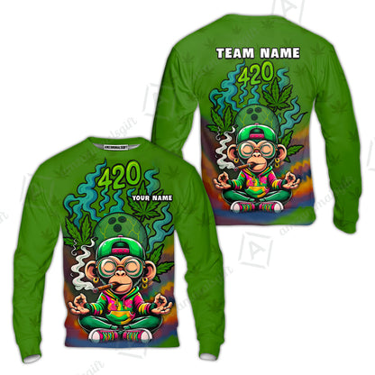 Custom Bowling Team Uniform Jersey 420 Monkey Funky Streetwear Shirt with Colorful, Bowling Shirt Personalized Name And Team Name