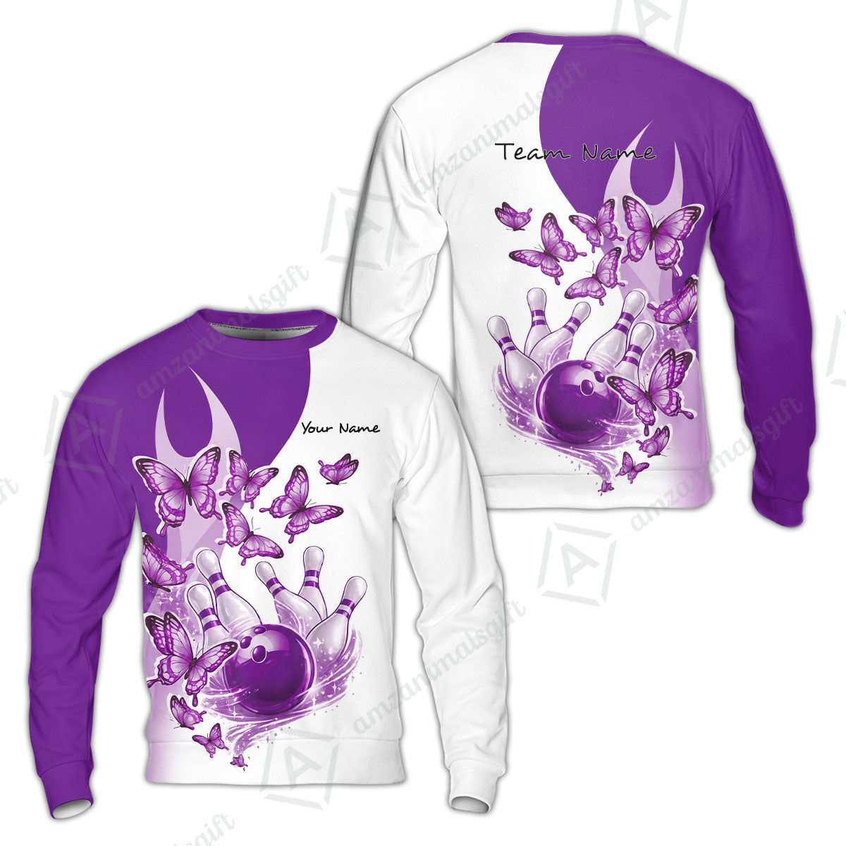 Custom Bowling Jersey Polo Shirt, Butterfly Strike, Personalized Name & Team Name