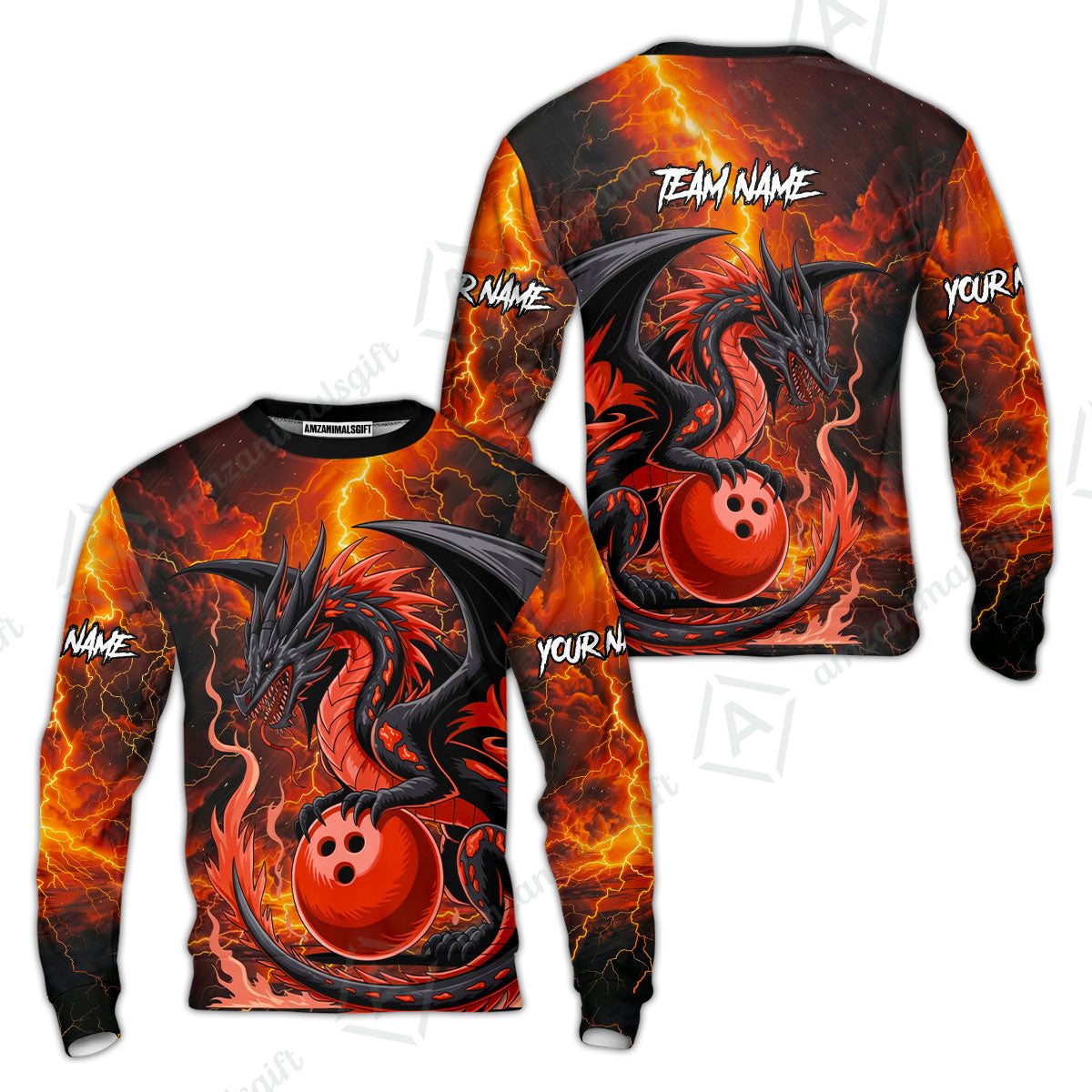 Custom Team Name Hellfire Bowling Team Jersey Shirt- Bowling uniforms Hellfire Dragon Bowling Quarter-Zip Polo Shirts - Uniform Shirt For Bowlers