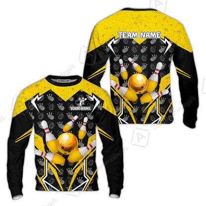 Custom Bowling Team Jersey, Bowling Beer Ball Lightning Strike Polo Quarter-Zip Shirts, Bowling Uniforms Jerseys, Custom Name And Team Name