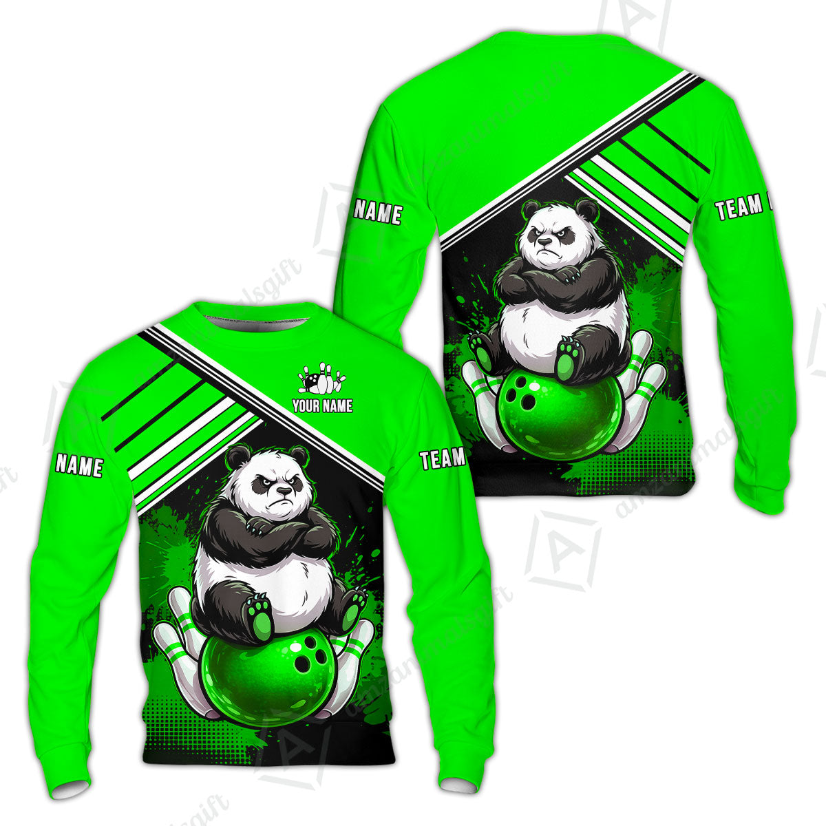 Custom Bowling Jersey Polo Shirt, Panda Mascot Bowling Custom Bowling Jersey Team Shirt For Players With Name & Team Name