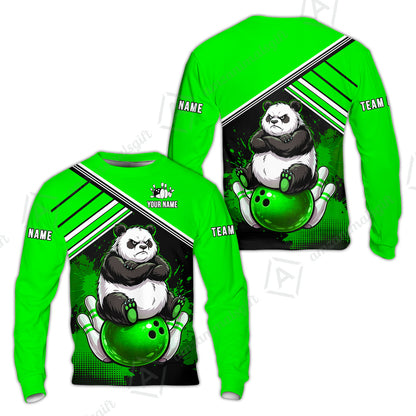 Custom Bowling Jersey Polo Shirt, Panda Mascot Bowling Custom Bowling Jersey Team Shirt For Players With Name & Team Name