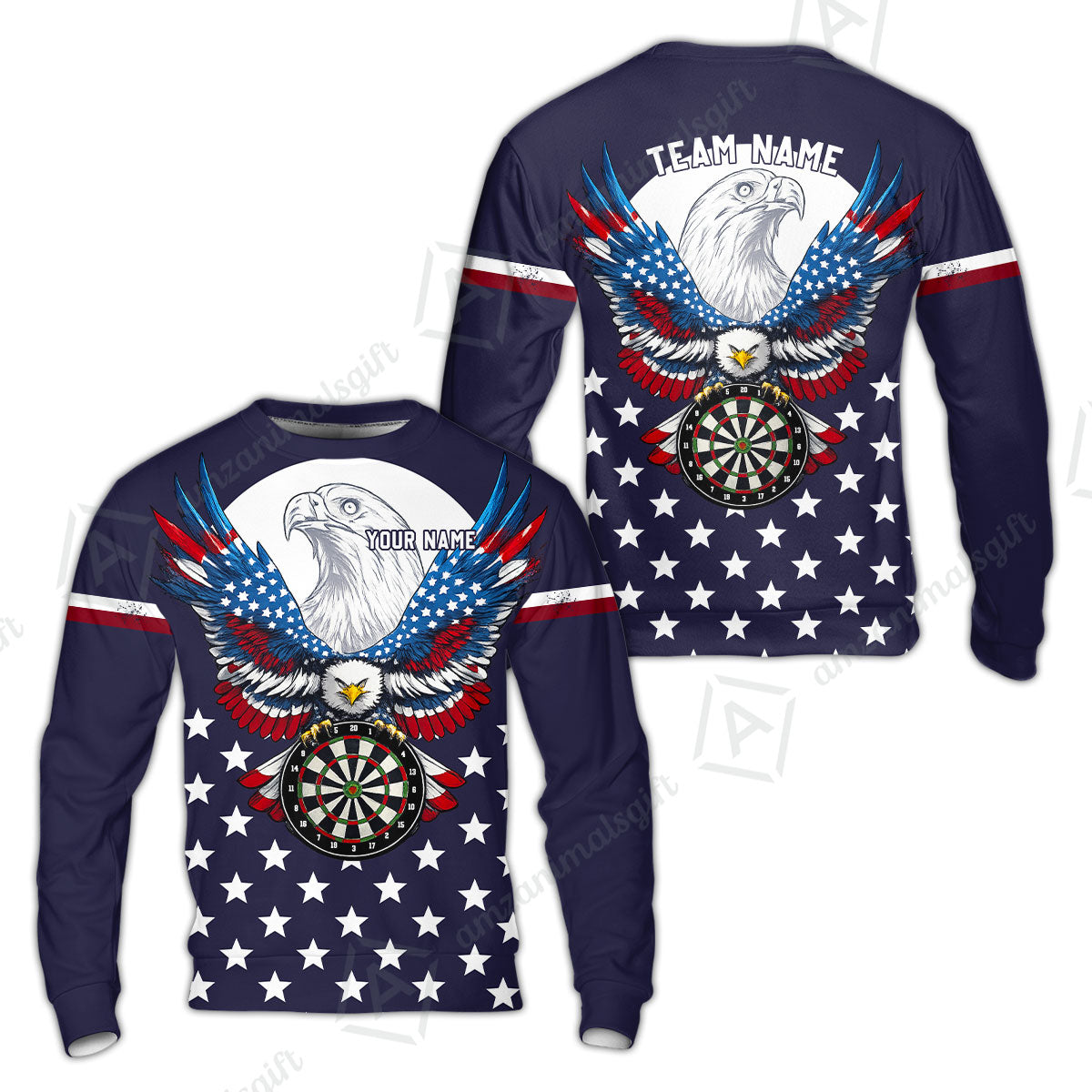 Custom Darts Jersey Polo Shirt, American Eagle, Custom Dart Jersey Team Shirt For Players With Name & Team Name