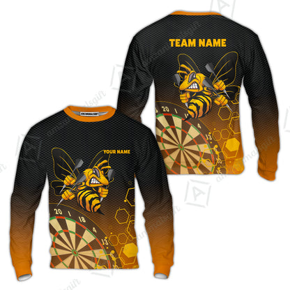Personalized Darts Men Polo Shirt, Darts And Bee Customized Polo Shirt, Perfect Outfits For Darts Players, Darts Team