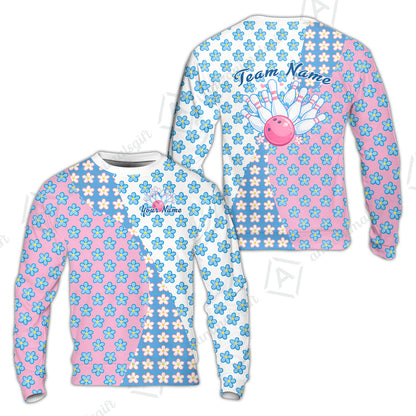 Custom Bowling Jersey Polo Shirt, Pastel Retro Flower Power Bloom, Custom Bowling Jersey Team Shirt For Players With Name and Team Name