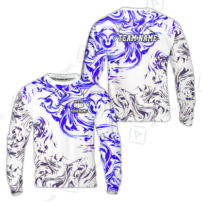 Customized Bowling Unisex Polo Shirt, Velocity Wave Marble Swirl Pattern Bowling, Personalized Name Team Name For Bowlers