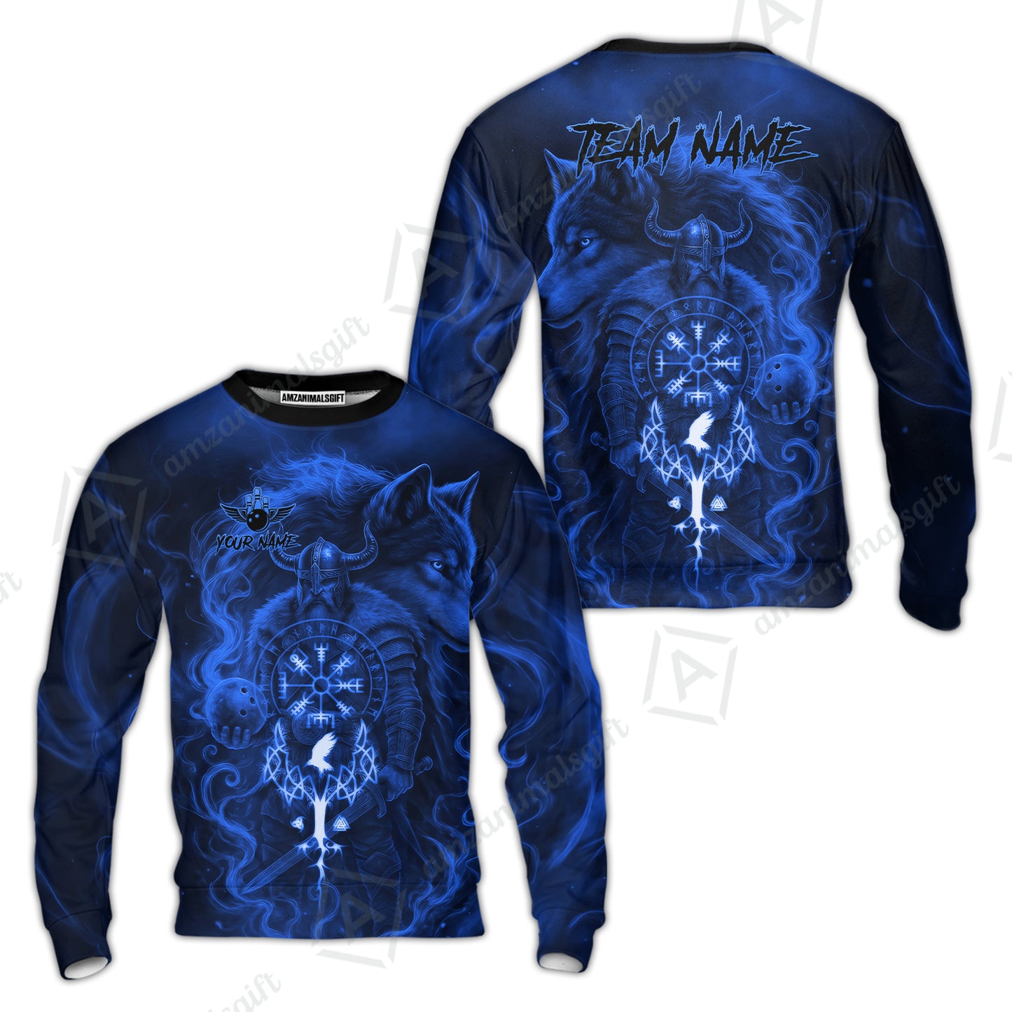 Customized Bowling Unisex Polo Shirt, Bowling Viking Man and Wolf, Bowling Uniform - Personalized Name And Team Name