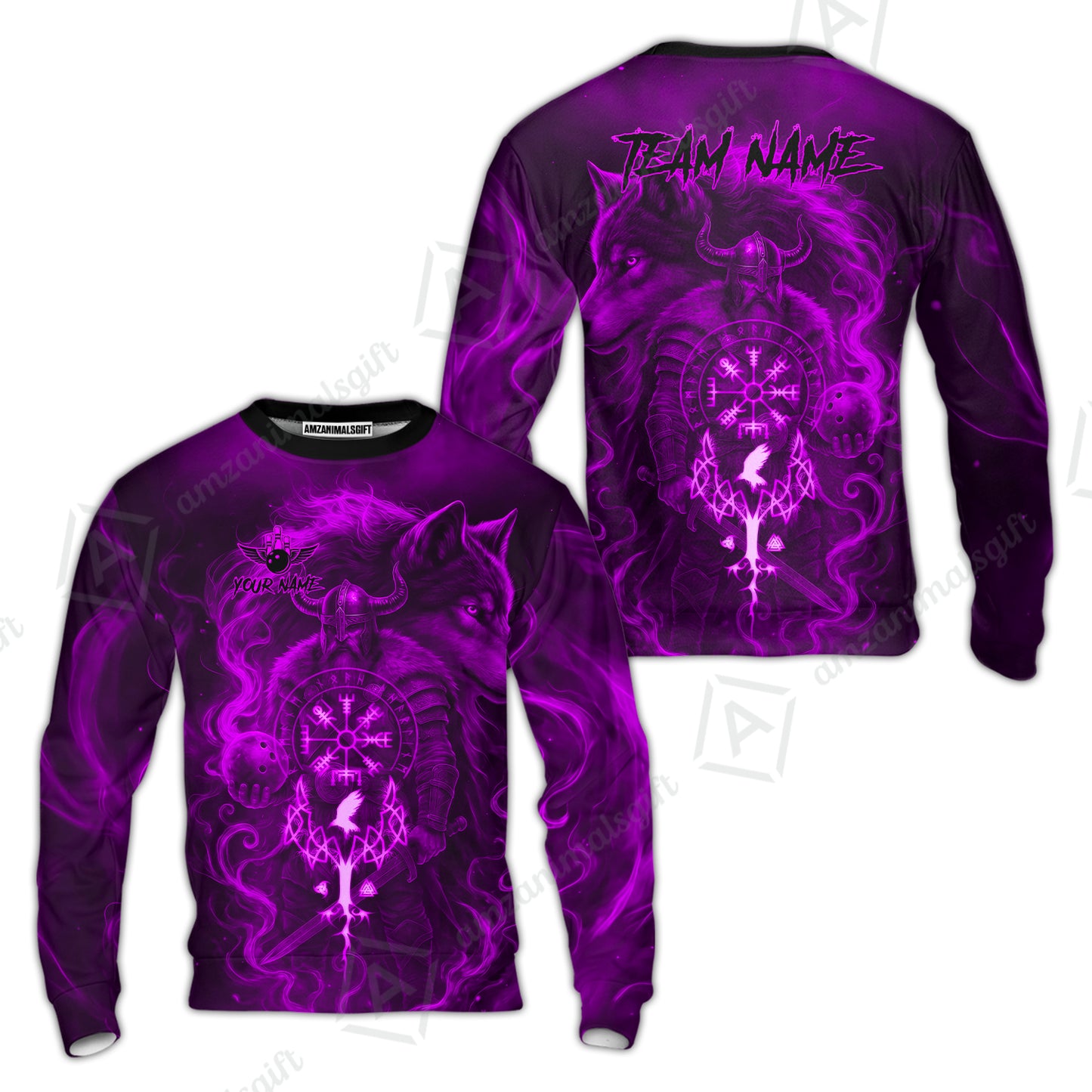 Customized Bowling Unisex Polo Shirt, Bowling Viking Man and Wolf, Bowling Uniform - Personalized Name And Team Name