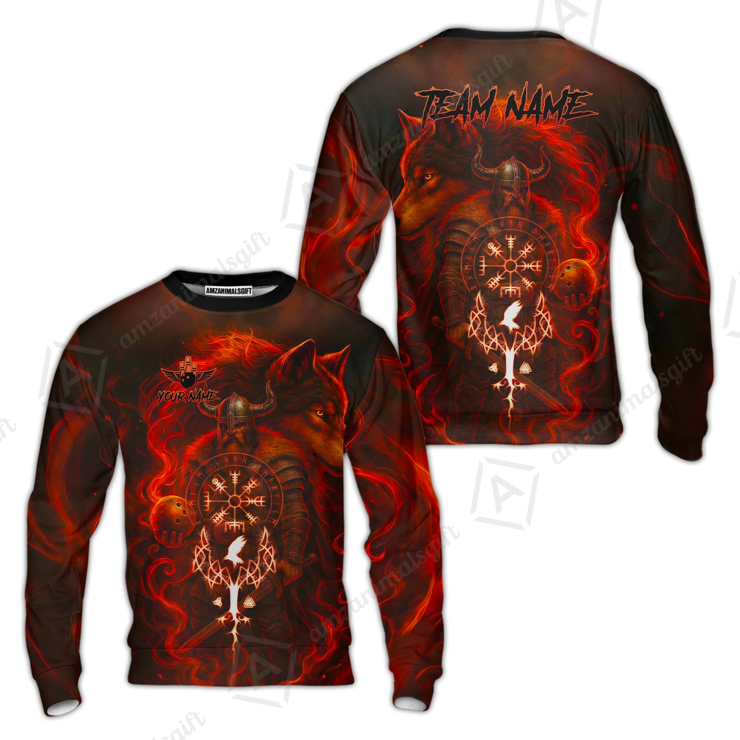 Customized Bowling Unisex Polo Shirt, Bowling Viking Man and Wolf, Bowling Uniform - Personalized Name And Team Name