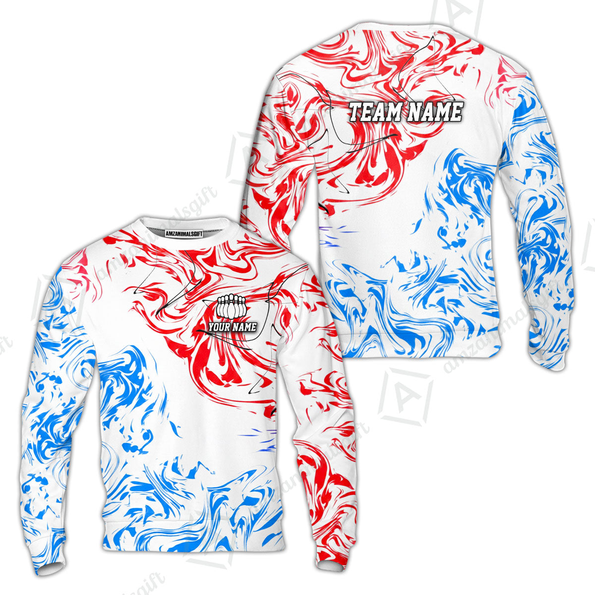 Customized Bowling Unisex Polo Shirt, Velocity Wave Marble Swirl Pattern Bowling, Personalized Name Team Name For Bowlers