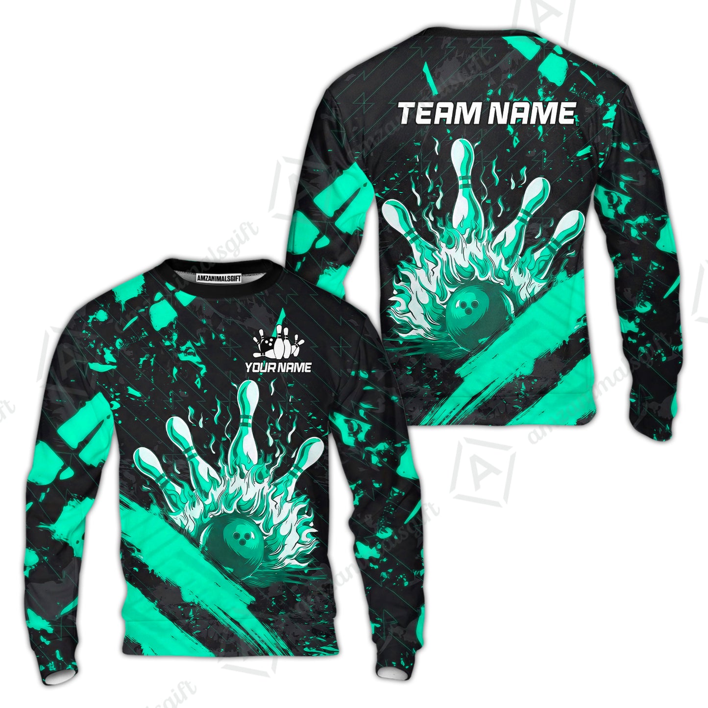 Customized Bowling Unisex Polo Shirt, Bowling And Pins Grunge Flame, Bowling Uniform - Personalized Name And Team Name