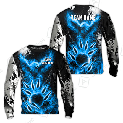 Custom Bowling Jersey Polo Shirt, Flaming Phoenix Bowling, Custom Bowling Jersey Team Shirt For Players With Name & Team Name