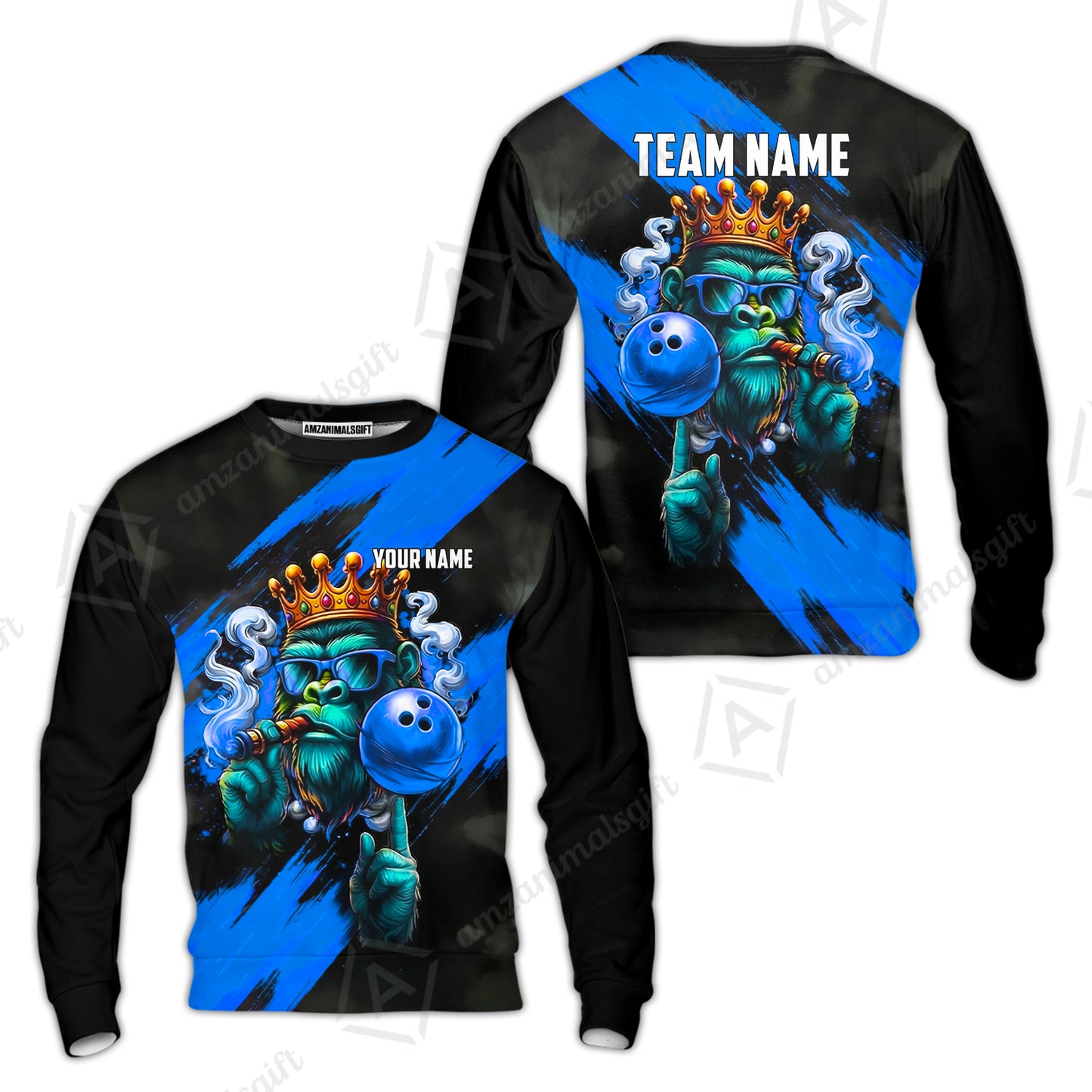 Custom Bowling Jersey Polo Shirt, Gorilla Boss King, Custom Bowling Jersey Team Shirt For Players With Name & Team Name
