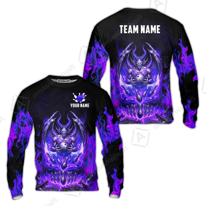 Custom Hellfire Bowling Jersey Polo Shirt, Custom Hellfire Bowling Jersey Team Shirt For Players With Name & Team Name