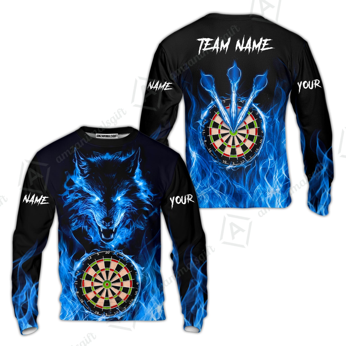 Custom Darts Jersey Polo Shirt, Dartboard Fierce Wolf Design, Uniform Dart - Personalized Name And Team Name