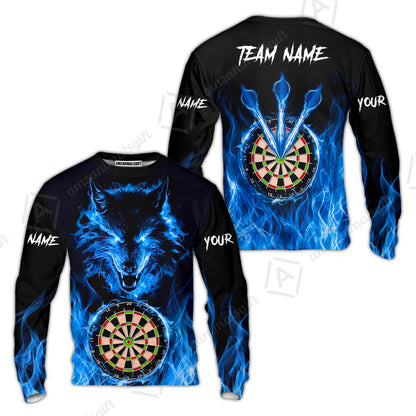 Custom Darts Jersey Polo Shirt, Dartboard Fierce Wolf Design, Uniform Dart - Personalized Name And Team Name
