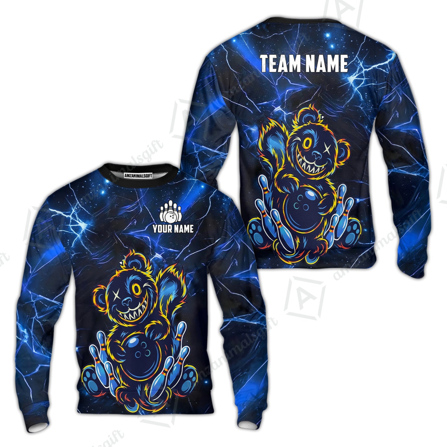 Custom Creepy Teddy Bowling Jersey Polo Shirt, Custom Creepy Teddy Bowling Jersey Team Shirt For Players With Name & Team Name