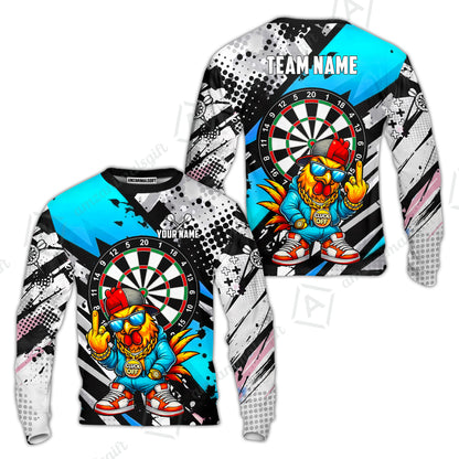 Custom Darts Team Jersey, Personalized Street Rebel Rooster Darts Polo Shirt For Players With Name & Team Name