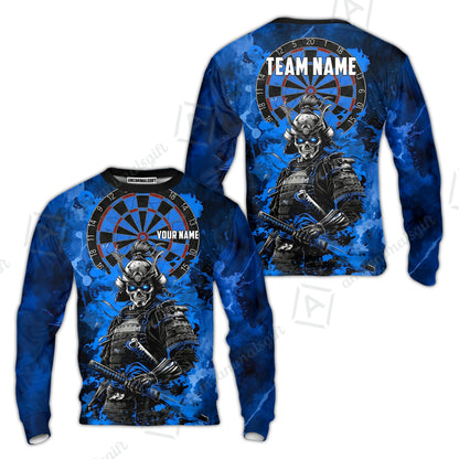 Custom Darts Team Jersey, Personalized Skull Samurai Dartboard Dart Polo Shirt For Players With Name & Team Name