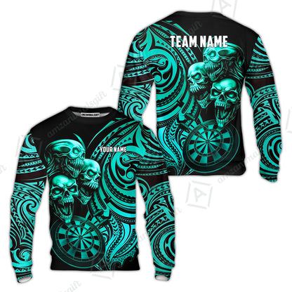 Custom Darts Team Jersey, Personalized Neon Skull Jersey Shirt For Players With Name & Team Name