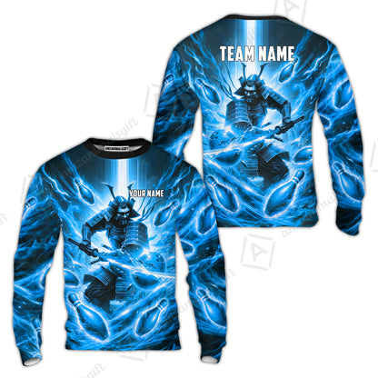 Custom Bowling Jersey Polo Shirt, Japanese Samurai Warrior Bowling, Custom Bowling Jersey Team Shirt For Players With Name & Team Name