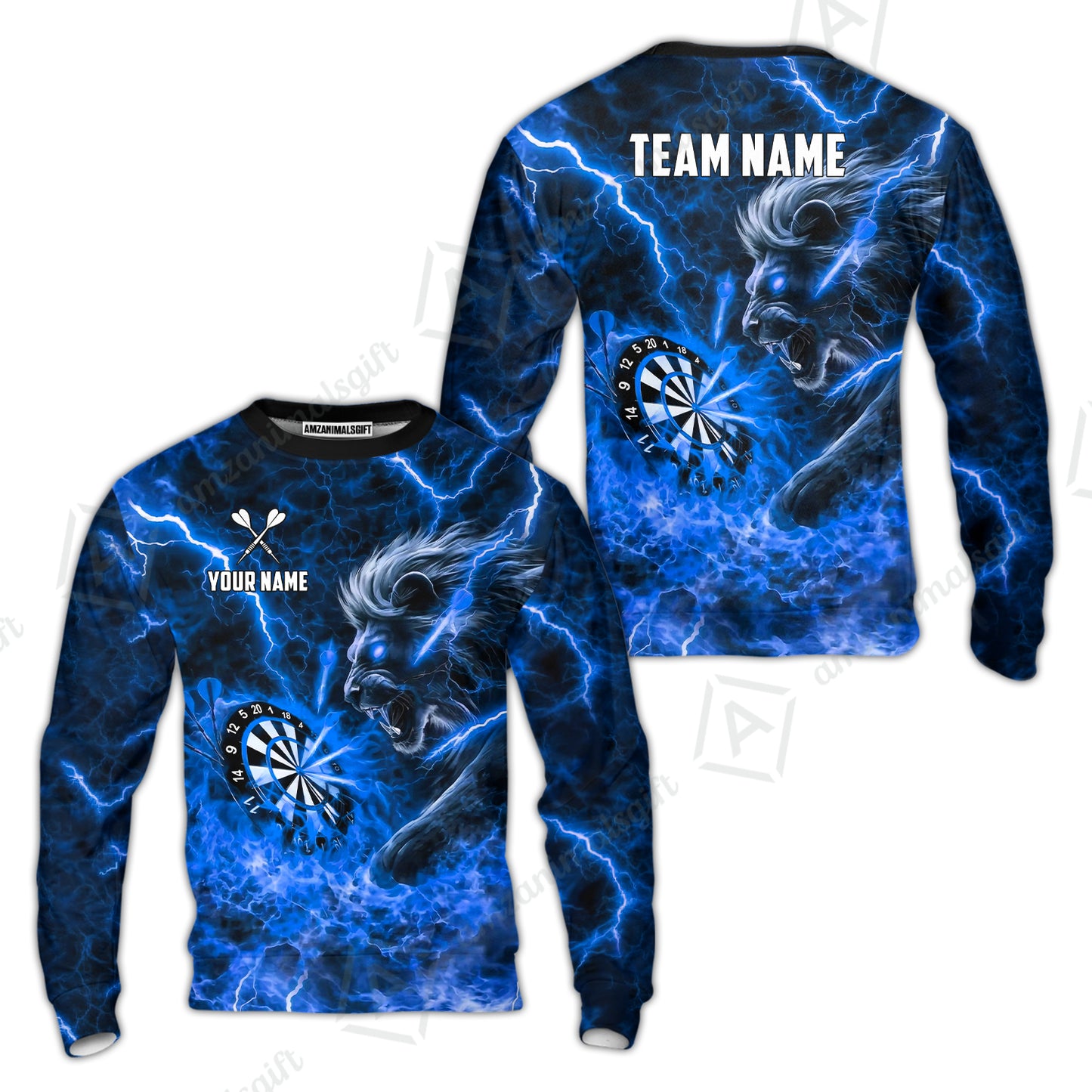Custom Darts Team Jersey, Personalized Lightning Lion Jersey Shirt For Players With Name & Team Name