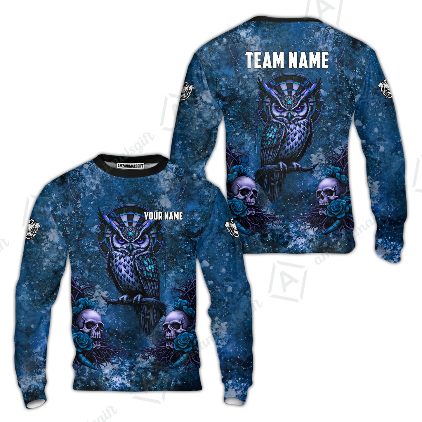 Custom Darts Team Jersey, Personalized Spooky Owl Jersey Shirt For Players With Name & Team Name