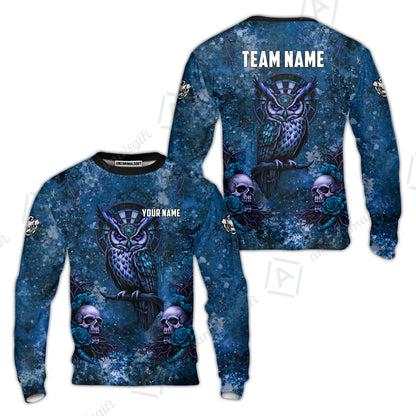 Custom Darts Team Jersey, Personalized Spooky Owl Jersey Shirt For Players With Name & Team Name