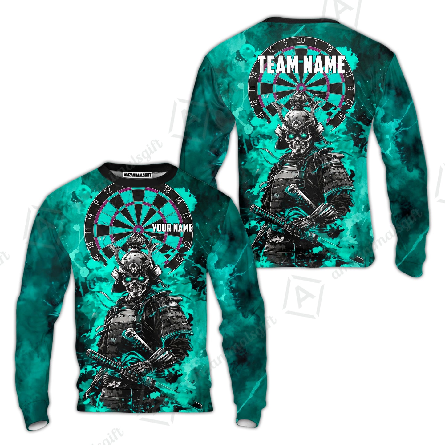 Custom Darts Team Jersey, Personalized Skull Samurai Dartboard Dart Polo Shirt For Players With Name & Team Name