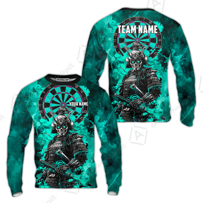 Custom Darts Team Jersey, Personalized Skull Samurai Dartboard Dart Polo Shirt For Players With Name & Team Name
